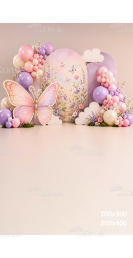 Tło fotograficzne „Pastelowe motyle i balony” | UB_880